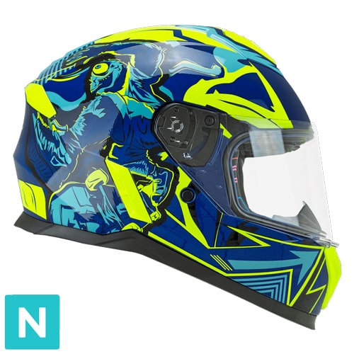 CASCO INTEGRALE BAMBINO MICRO MONSTER BLU GIALLO