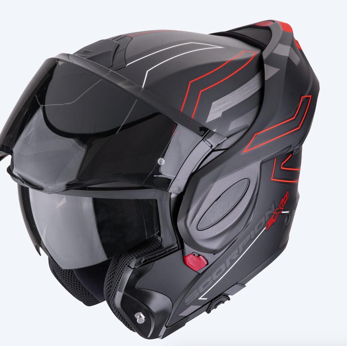 Casco modulare Scorpion exo - tech Conquer - nero / rosso