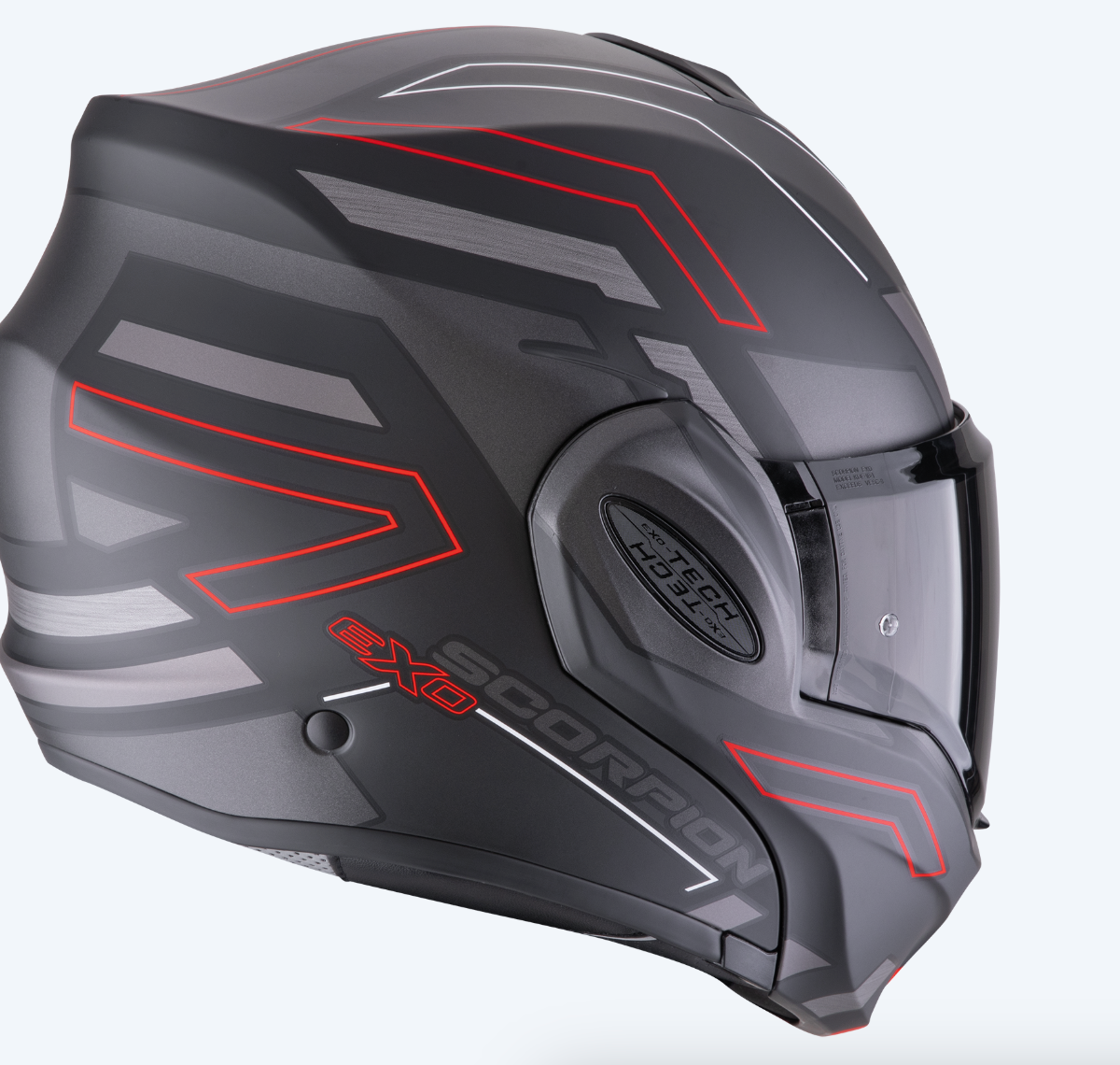 Casco modulare Scorpion exo - tech Conquer - nero / rosso