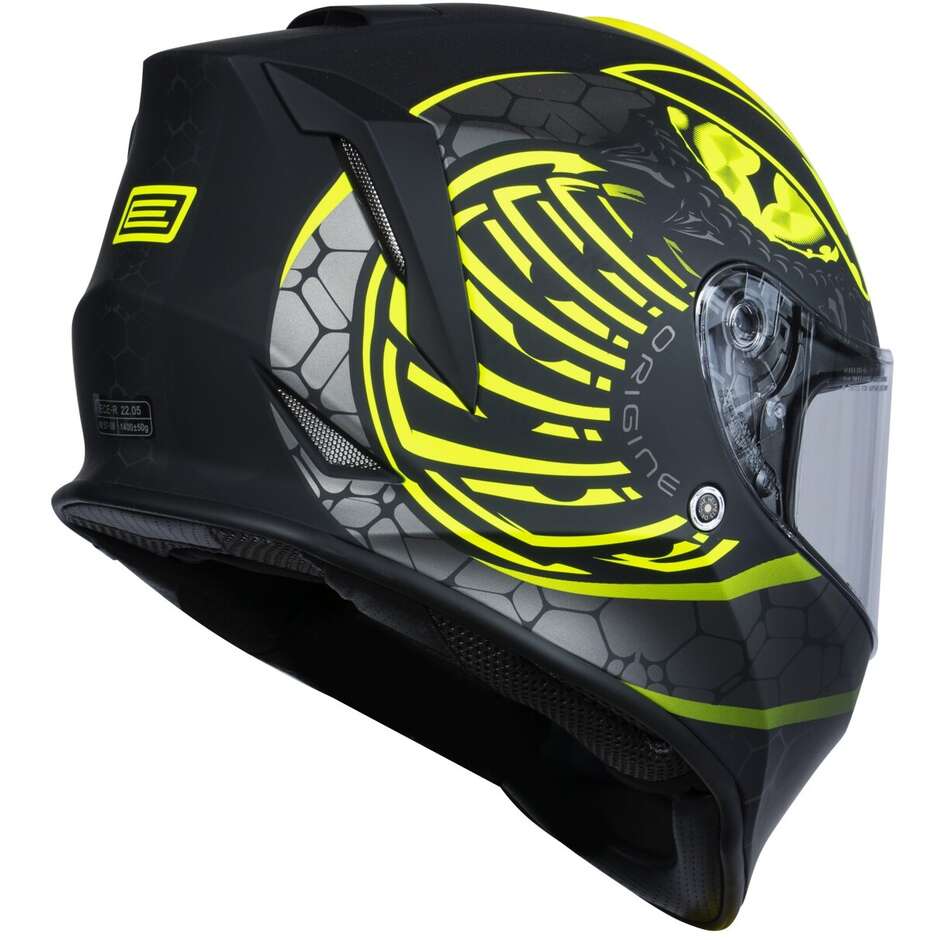 Casco moto integrale Origine DINAMO FIGHTER - nero opaco/giallo fluo