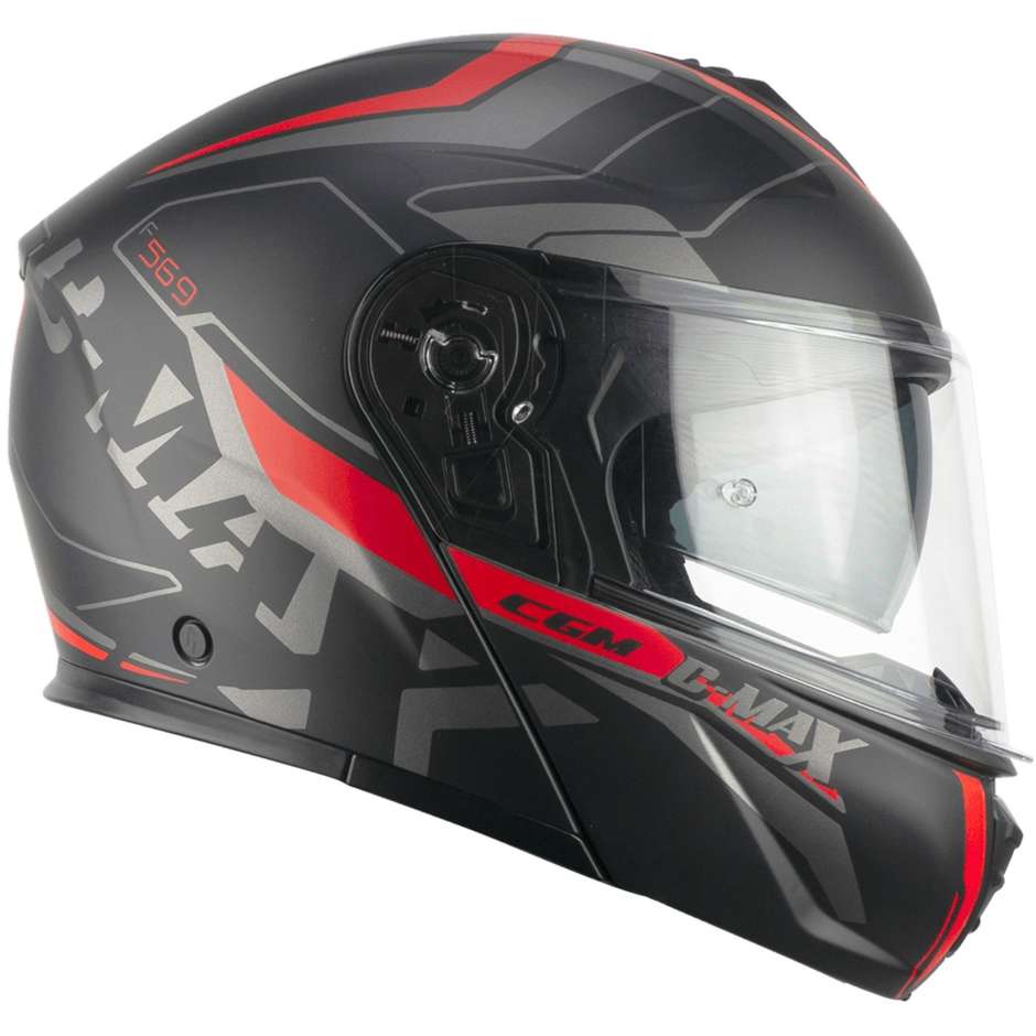 Casco moto modulare CGM C-MAX CITY - nero / rosso opaco