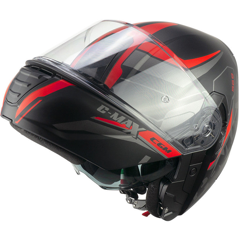Casco moto modulare CGM C-MAX CITY - nero / rosso opaco