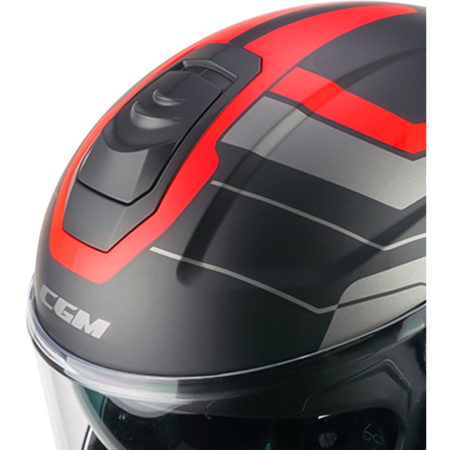 Casco moto modulare CGM C-MAX CITY - nero / rosso opaco