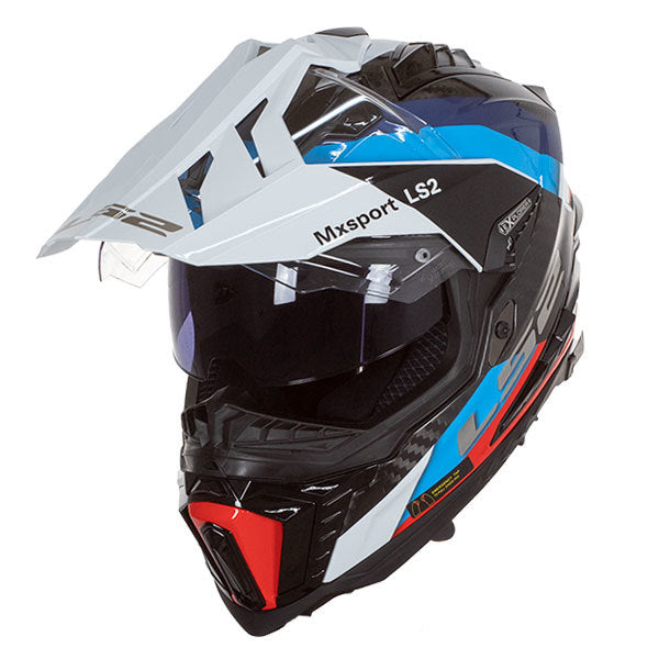 Casco Cross Ls2 MX701 EXPLORER CARBON - Bianco/Blu/Rosso