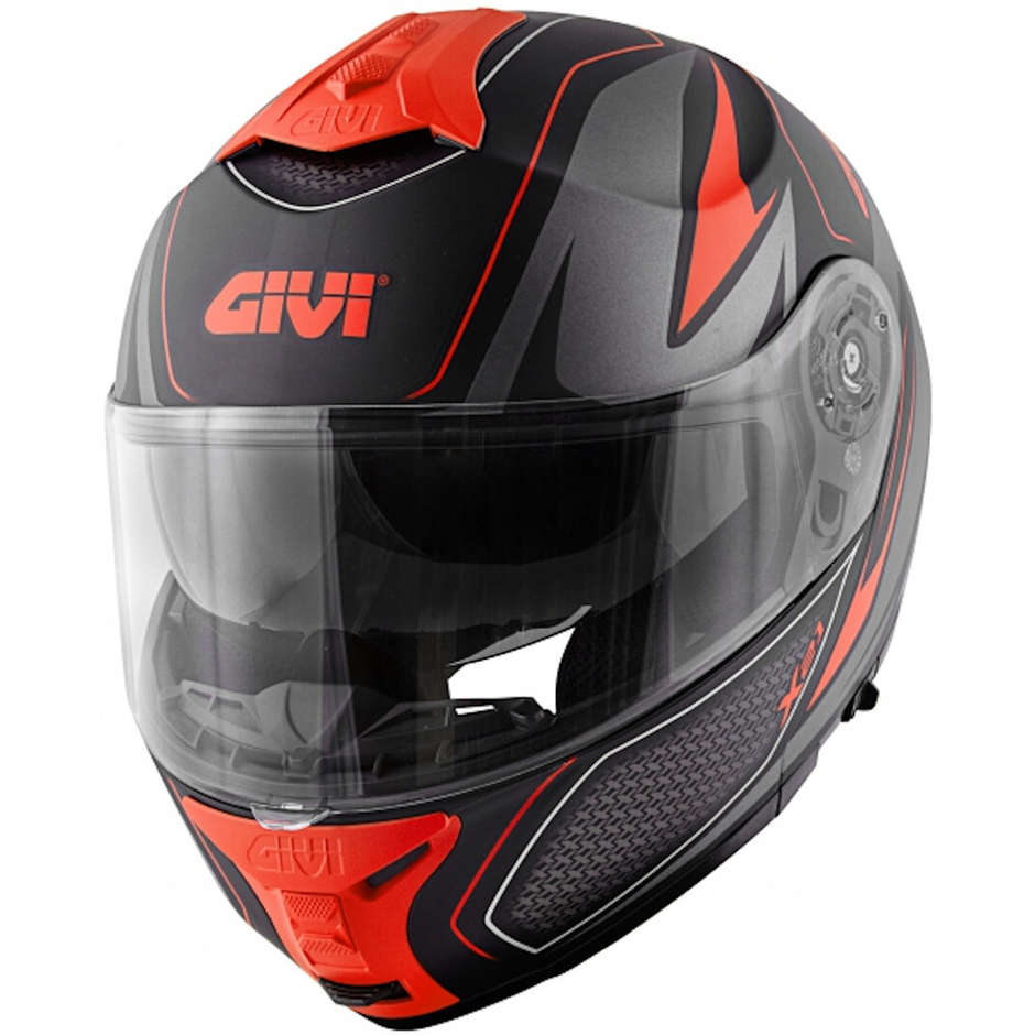 GIVI Casque Modulaire Double Approbation x21 Challager SHIVER Noir Rouge