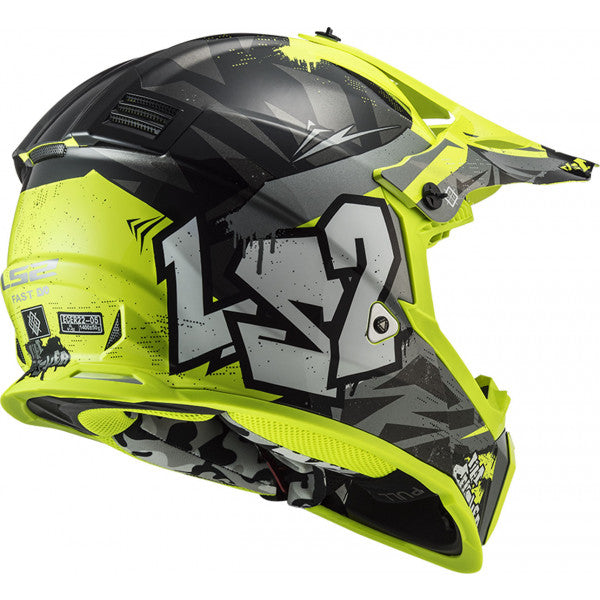 Casco cross LS2 MX437 FAST EVO CRUSHER - Giallo h/w nero lucido