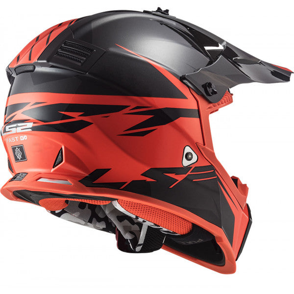 Casque cross LS2 MX437 FAST EVO ROAR noir mat rouge