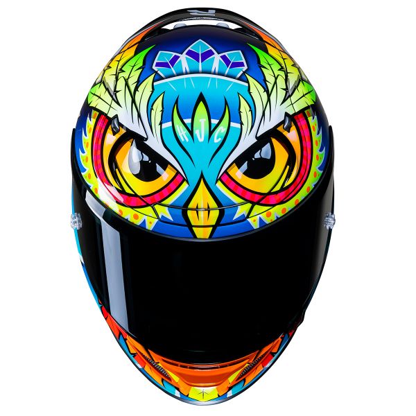 Casque Rpha 12 HJC en carbone avec graphismes blanc/multicolore