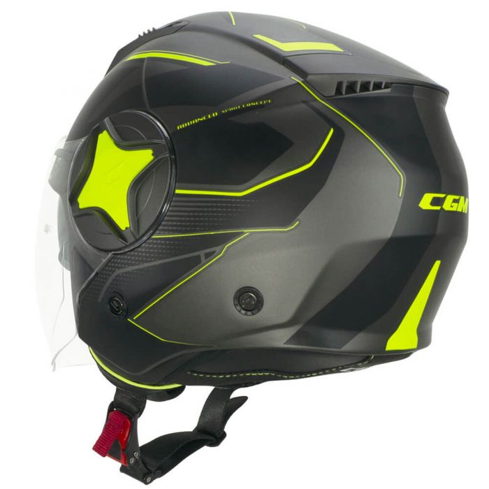Casco moto Demi Jet Cgm 169G ILLI SPORT GRAFITE ECE 22.06 Nero Giallo