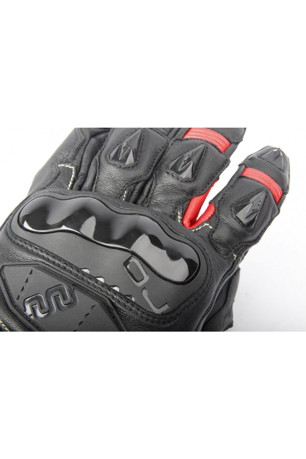 Guanti pelle Sportivi OJ FEAT - CERTIFICAZIONE LEV.2 - Nero inserti Rosso