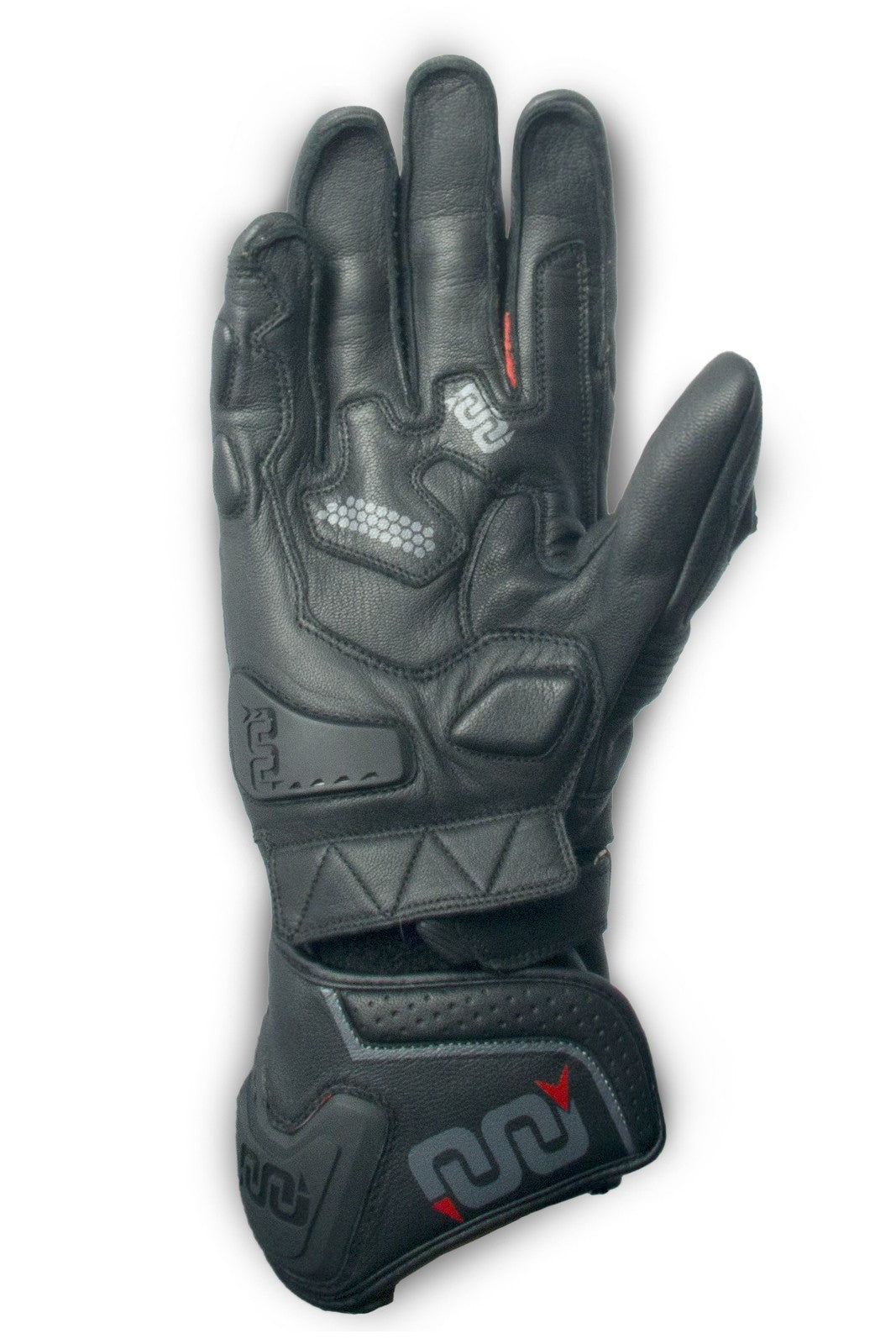 Guanti pelle Sportivi OJ FEAT - CERTIFICAZIONE LEV.2 - Nero inserti Rosso