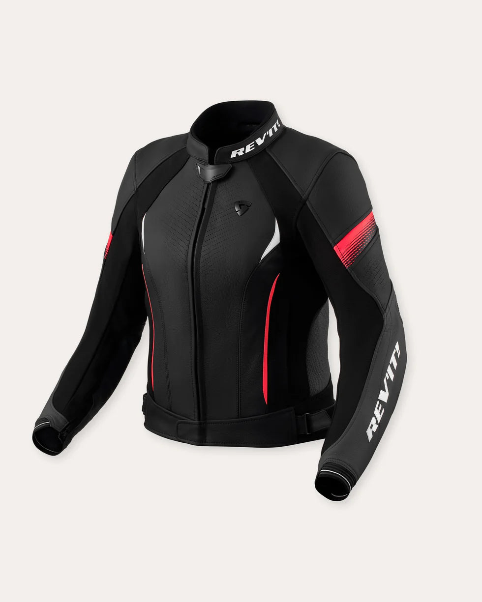 Giacca pelle donna REV'IT! Xena nero-rosa
