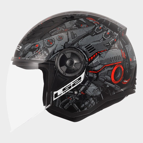 Casco moto Jet Ls2 AIRFLOW II GRATUR -GRIGIO NERO ROSSO