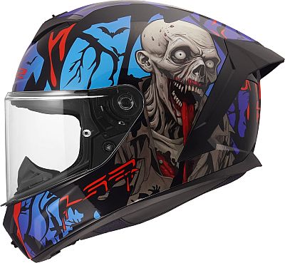 CASCO INTEGRALE LS2 RAPID III POPPIES -ZOMBIE II-NERO BLU ROSSO