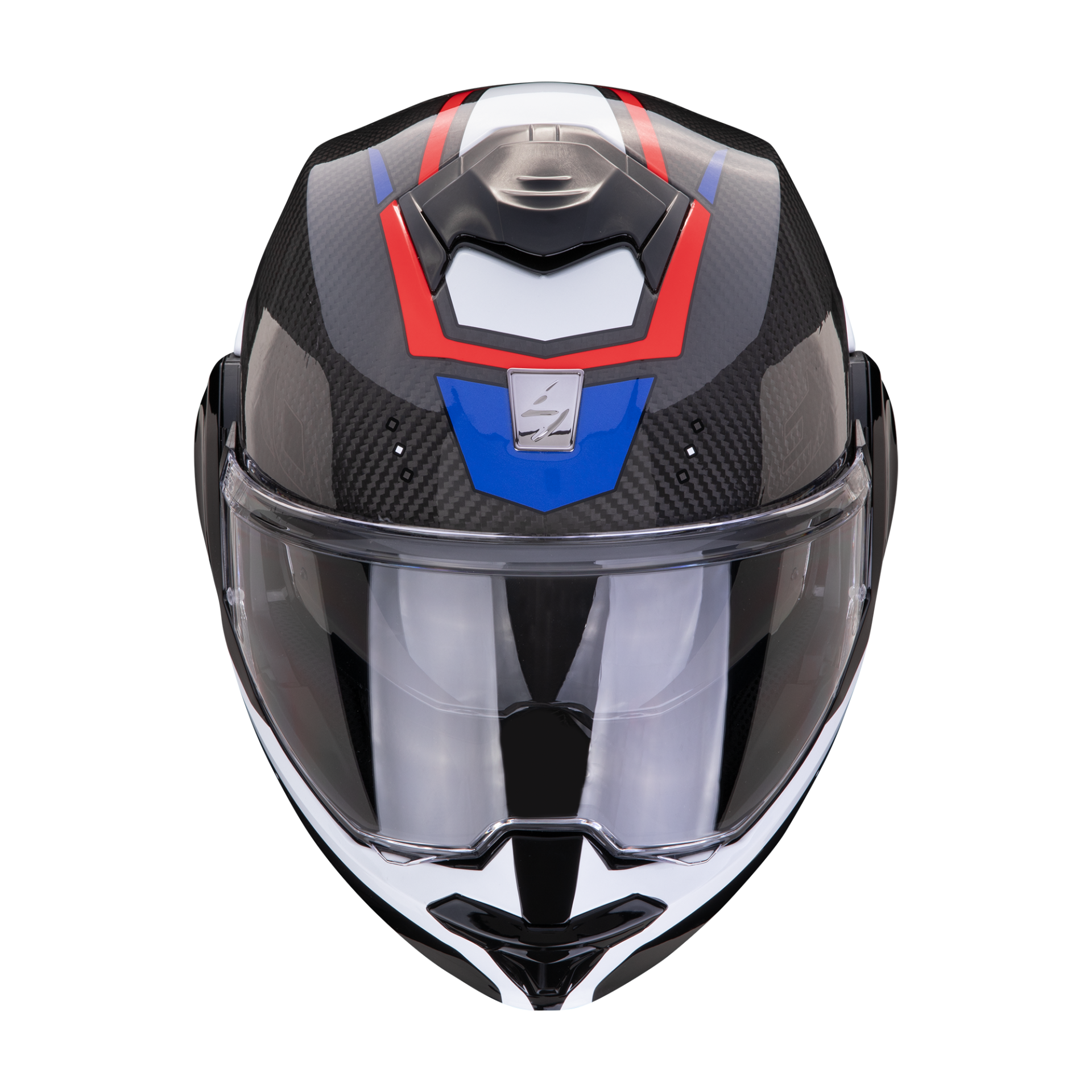 Casco Moto Modulare mentoniera ribaltabile Scorpion EXO-TECH EVO ECE 22.06 CARBON ROVER Nero Rosso Blu