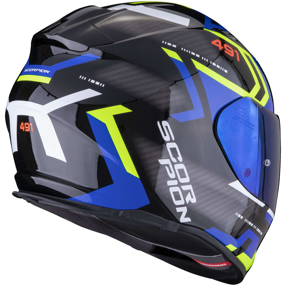Casco moto Integrale Scorpion EXO-491 SPIN ECE 22.06 Nero Blu Giallo
