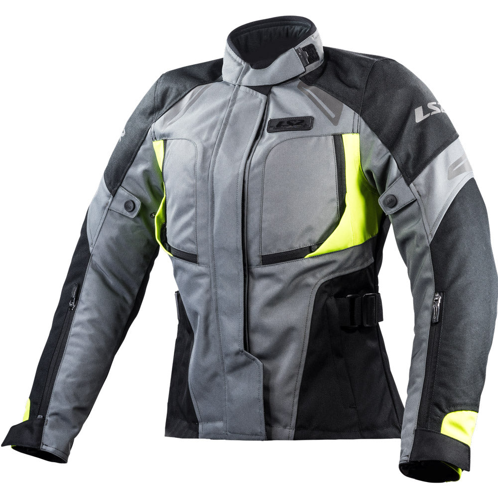 Giacca moto DONNA 4-Stagioni Ls2 PHASE - tessuto CE grigio/giallo/nero